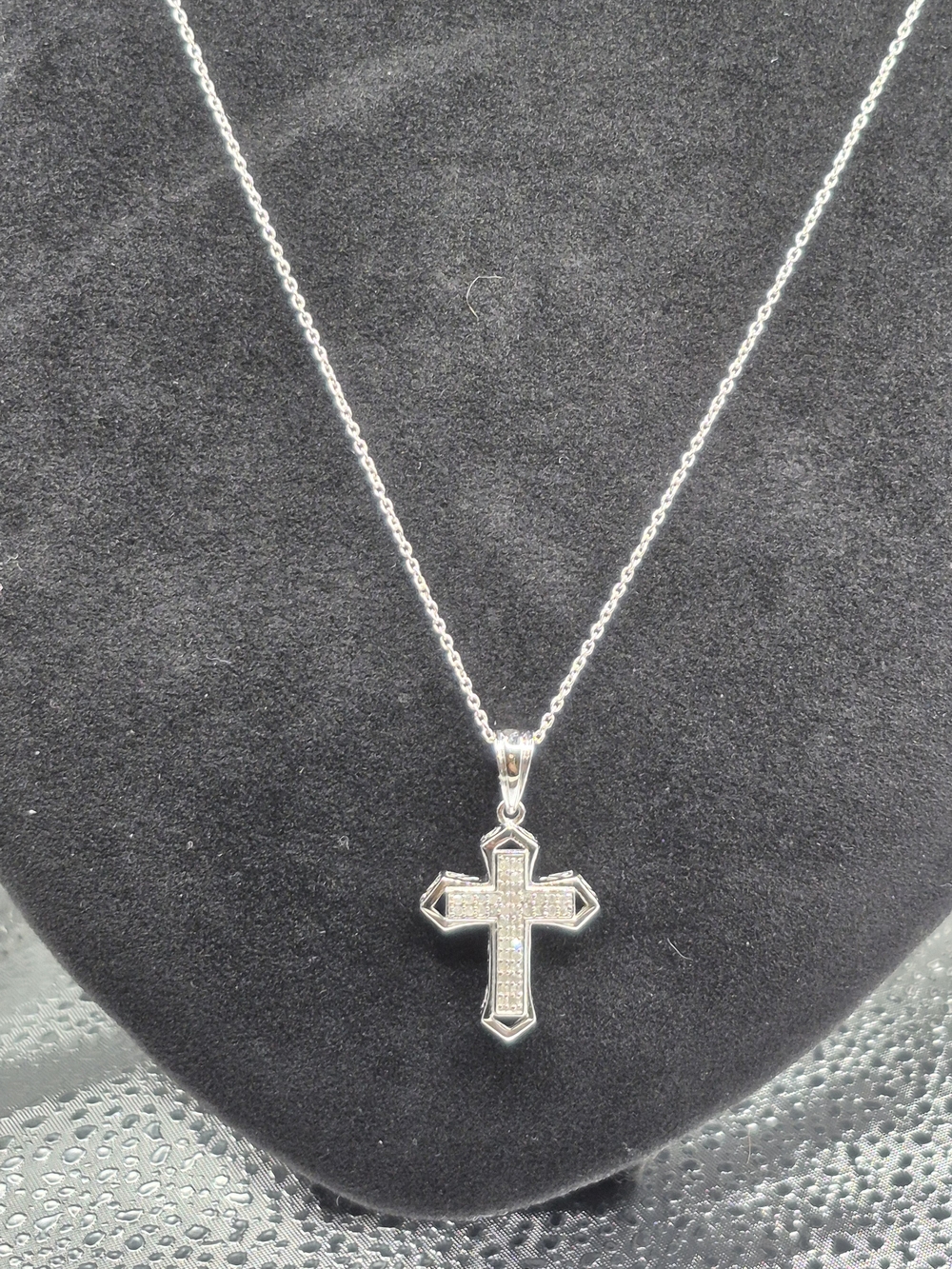 Sterling Silver Cross With Pave Diamonds